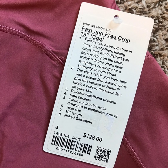 Lululemon fast and free 19” crop Cool Cherry - Picture 3 of 4